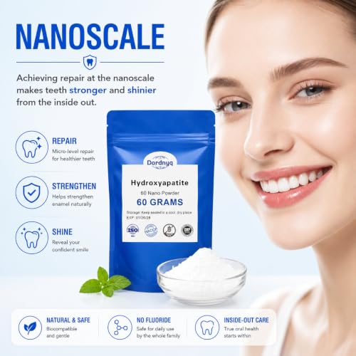 Nano Hydroxyapatite Powder for DIY Toothpaste, Teeth Whitening Repair Tooth Enamel Strong Teeth High Material hydroxyapatite are Very Suitable for DIY 2.1oz(60g)