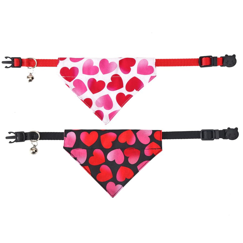 Valentine's Day Cat Collars Breakaway with Bandana Bell Pet Kitten Collar Adjustable Small Dog Puppies Girl Boy Valentine - BeesActive Australia