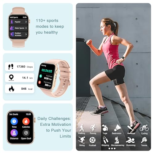 Smart Watch for Men Women, 1.91" HD Fitness Tracker with Bluetooth Calls, 32 FT Waterproof, 24/7 Heart Rate/Sleep Monitor, 120+ Sport Modes, Pedometer, Calories, Smartwatch for Android iOS（Pink） Pink-R30max