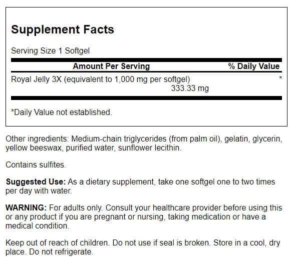 Swanson Royal Jelly Equivalent to 1000 Milligrams 100 Sgels