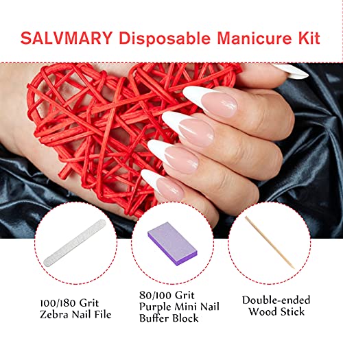 Disposable Pumice Pads and Professional Manicure Kit Bundle 140 Pack, Include Foot Scrubber Sponge Pedicure Stone 40 Pack and Disposable Manicure Kit Basics 3 Piece Nail Kit 100 Pack