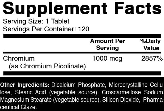 Oxify Chromium Picolinate 1000 mcg | 120 Tablets | Gluten-Free, Non-GMO | Supplement Made in USA - BeesActive Australia