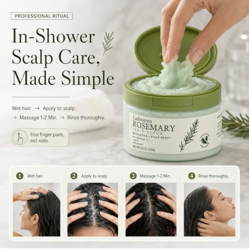 Rosemary Scalp Scrub Exfoliator, 8.11 oz - Sulfate Free Scalp Detox & Reset with Rosemary Oil, Biotin & Peppermint for Build-Up, Oily Scalp & Stronger Hair
