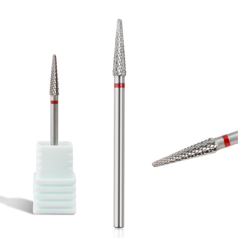 Qunzhao Tungsten Steel Nail Drill Bits,- Removing cuticle Bits 3/32" Shank - Manicure, Nail Art, Drill Machine tools (02 F-Conical ball bit) 02 F-Conical ball bit
