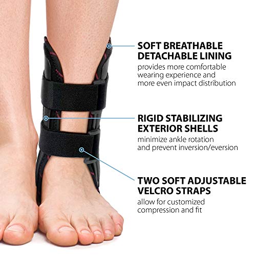 ORTONYX Ankle Stirrup Brace, with Padding Left/Right Foot Support One Size Fits Most Black