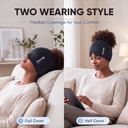 ONLYCARE Migraine Relief Cap, Headache Relief Cold Cap with Odorless Gel Original Black 1