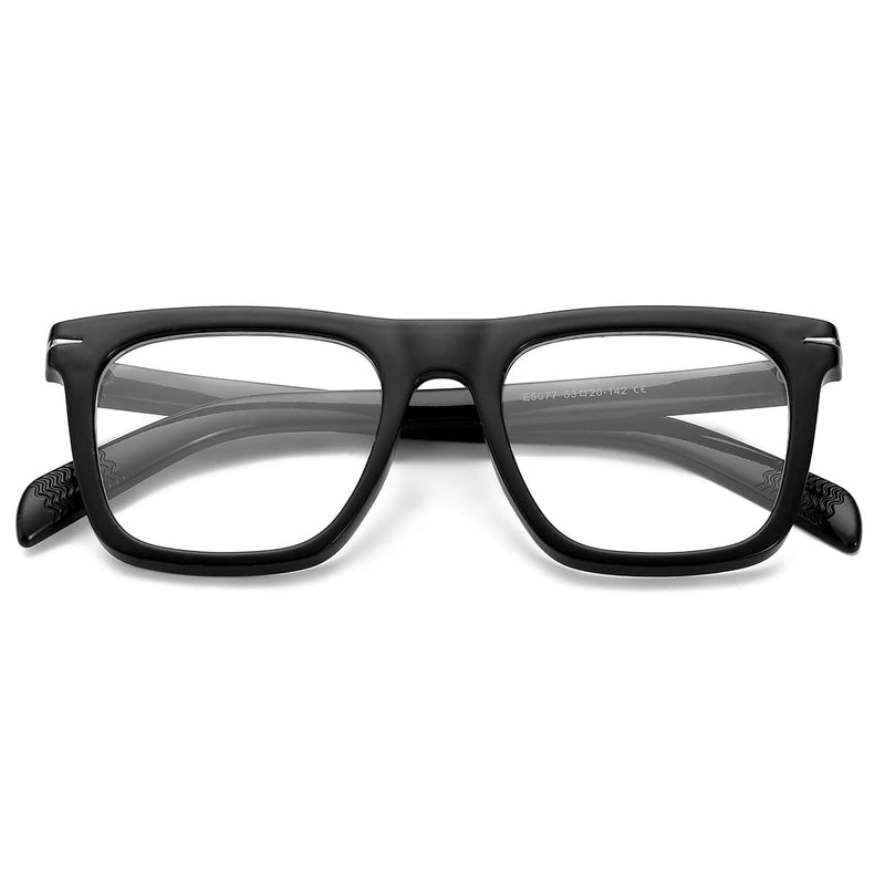 NIDOVIX Trendy Square Blue Light Blocking Glasses for Men Women, Fashion Frame Non-prescription Computer Glasses (Black) 01 Black 50 Millimeters - BeesActive Australia