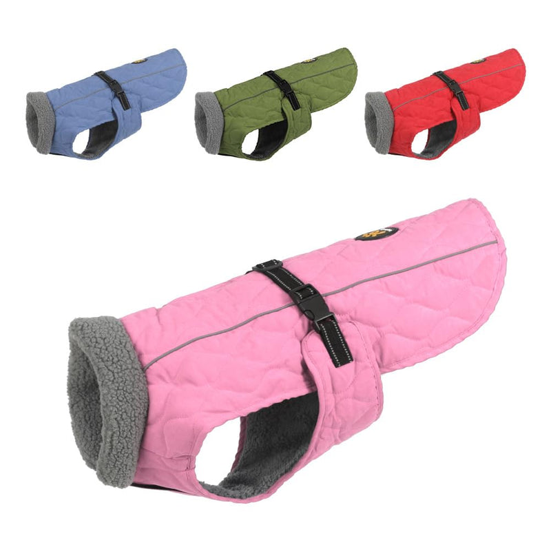 Dog Cold Weather Coats, Fleece Lining Small/Medium/Large Dog Jackets for Winter, Wide Range Adjustable Dog Winter Clothes for Large Dogs, Pink XL X-Large - BeesActive Australia