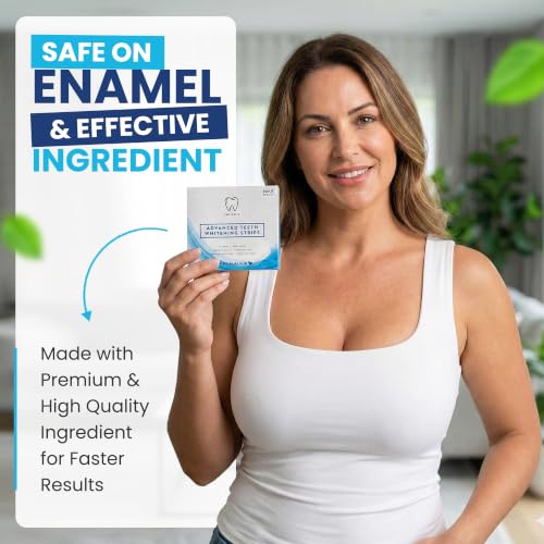 Pro White Teeth Whitening Strips - Peroxide Free Pap-X Formula, Fresh Mint Flavor, 14 Strips / 7 Treatments, Vegan Certified - Enamel Safe Teeth Whitening Strips for Brighter Smile - Pack of 1 1 Count (Pack of 14)