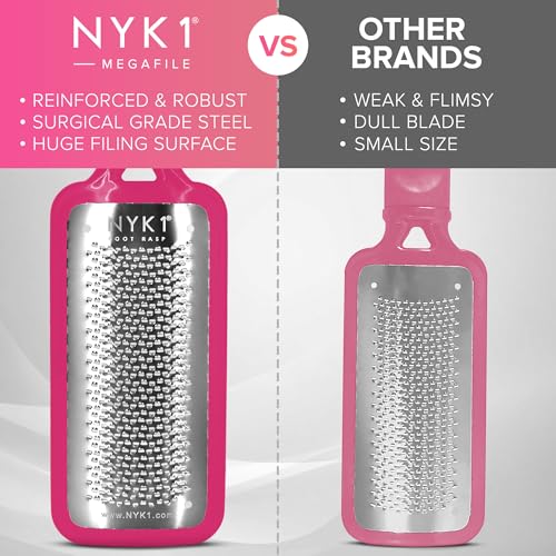 NYK1 RUSTPROOF Foot File Callus Remover for Feet | Pink Pink Megafile