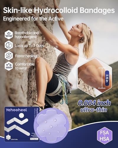 Hydrocolloid Bandages Wound Dressing,Stays on for 7 Days 0.004inch Ultra-Thin Second Skin Waterproof Faster Healing,Less Scarring,HSA FSA for Outdoor First Aid 3.15in*3.15in 10