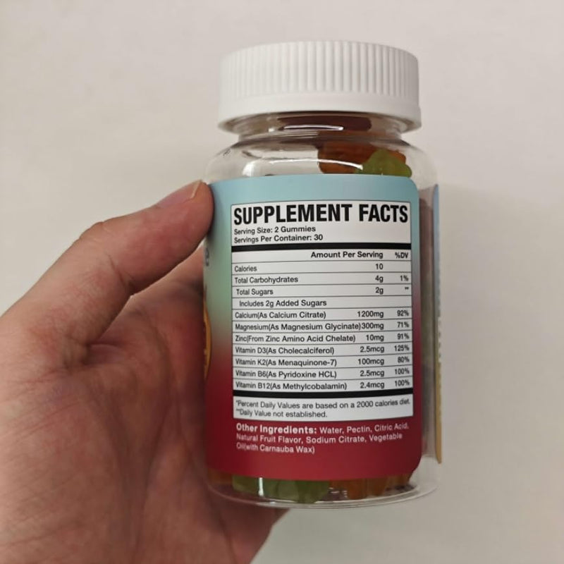 Calcium Citrate Gummies, Calcium 1200mg with Vitamin D3, B6, B12, Magnesium Zinc Calcium Supplements for Women and Men, Support Bone & Muscle Health, 120 Chews Mixed Fruit