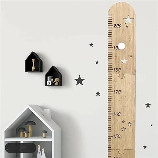 Luottus Wooden Height Meter, Star, Height Scale for Children and Adults, Seal, Children's Growth Record, Wall Ruler, Entrance, Kindergarten, Nursery, Scandinavian Interior, Stylish, Assembly, Measuring Range 0-200 cm -  Australia