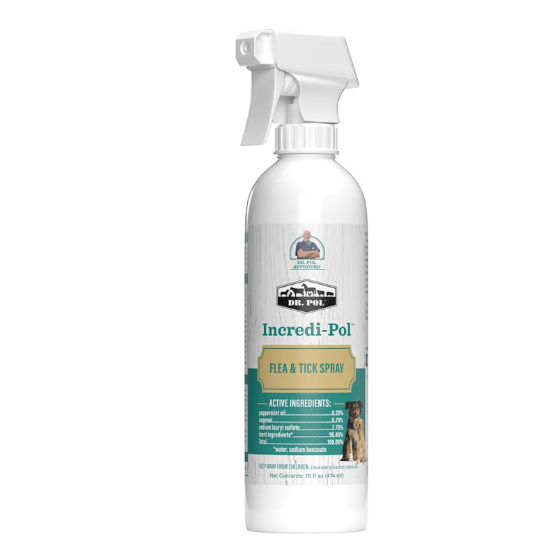 Dr. Pol Incredi-Pol Flea & Tick Spray | Fast-Acting Pest Control for Dogs | Helps Repel & Eliminate Fleas, Ticks & Larvae | Safe & Effective Formula | 16 oz