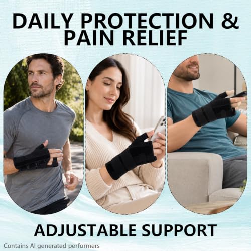 Pinky Finger Splint - Boxer Fracture Splint, Metacarpal Finger Splint Hand Brace Stabilizer for Broken, Ulnar Gutter Support, Arthritis, Injury, Tendonitis Black Right