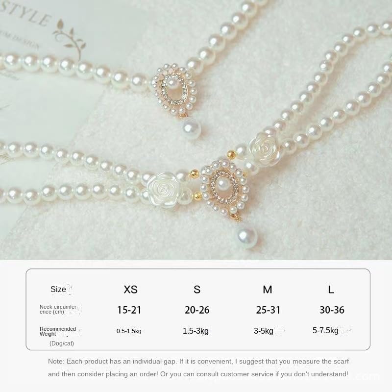 Cat and Dog Collar A Vintage Pearl for Pets, Elegant Decoration for Cats and Dogs (S) Small - BeesActive Australia
