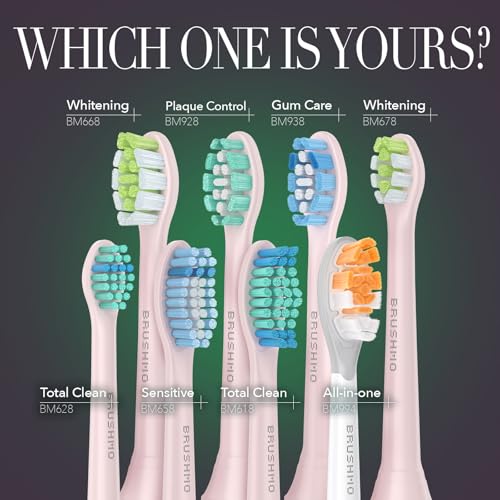 Brushmo Super Sonic Electric Toothbrush with 4 Replacement Heads - Rechargeable Electronic Tooth Brush for Adults with 5 Customizable Modes - IPX7 Waterproof & Long-Lasting Battery – Nova Pink 4 Count (Pack of 1)