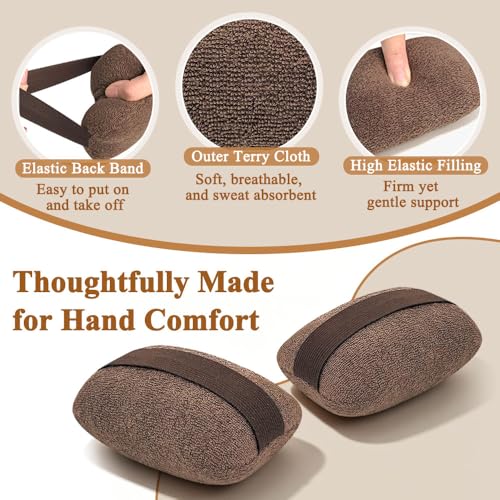 Hand Finger Contracture Cushion, Palm Protector Grips for Stroke Recovery, Hand Grab Pads Finger Anti-Contracture with Elastic Band, Hands Splint Protectors, Hands Grip Strengthener (1 Pair)