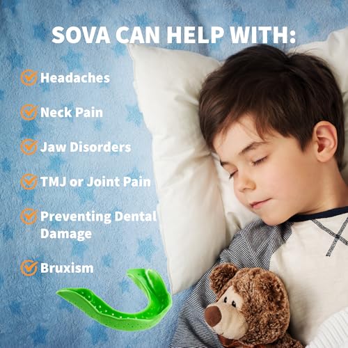 SOVA Junior Night Guard with Case, Spring Green - 1.6mm Thin - Custom-Molded Fit - Protects Against Nighttime Teeth Grinding & Clenching - Odor & Taste Free - Remoldable Up to 20 Times - Non Toxic