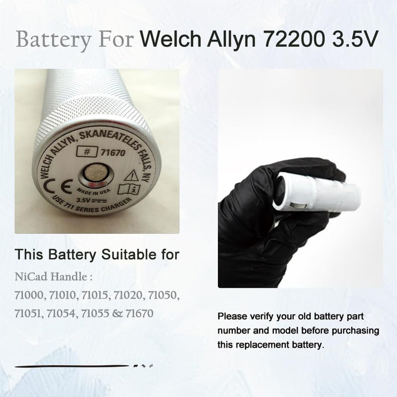 Replacement Rechargeable Battery for Welch Allyn 72200, Suitable for Portable Hand-held Rechargeable Handles - BeesActive Australia
