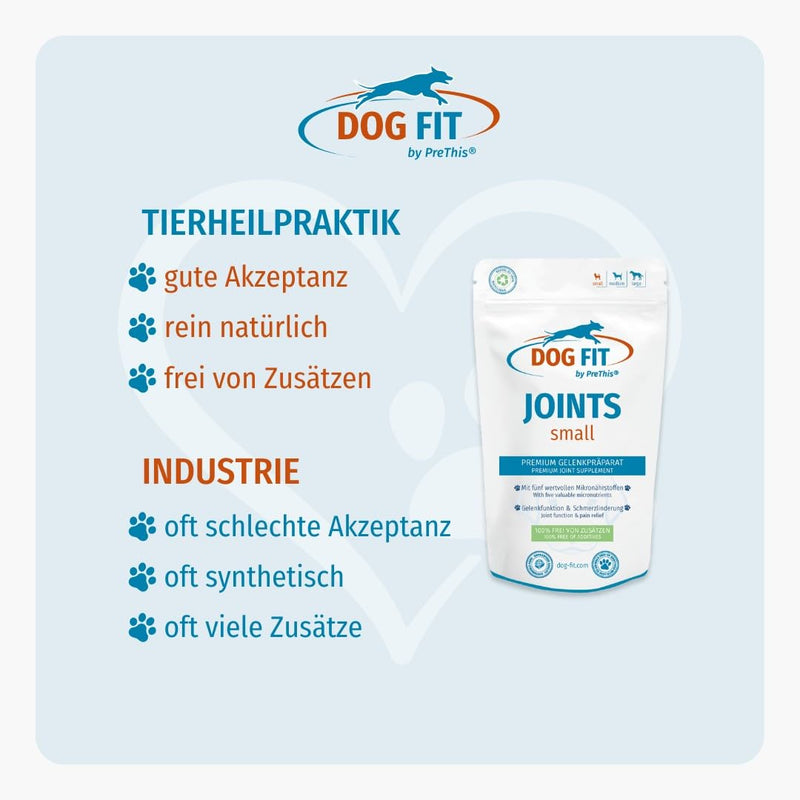 DOG FIT by PreThis® Joints I Premium joint preparation for dogs for osteoarthritis, patellar luxation, spondylosis & hip dysplasia I Joint protection free of additives I small up to 10kg JOINTS small (up to 10kg) - BeesActive Australia