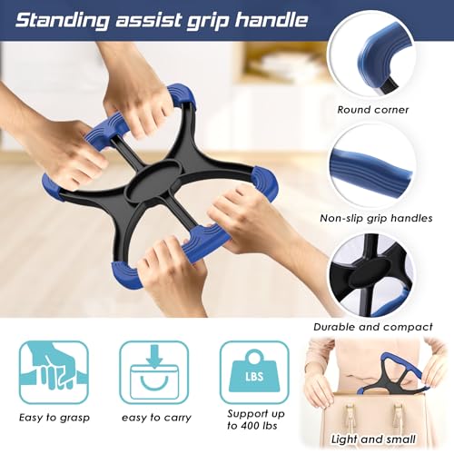 4pc Mobility Standalone Kit:Car Door Assist Handle for Elderly & Adjustable Standing Aid Safety Handle & Liberty Lift Assist with Hook Gift for Seniors, Disabled, Pregnant to Convenient Travel