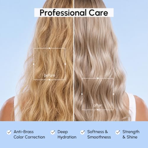 MAREE Anti Yellow Purple Hair Mask for Damaged Hair - Purple Deep Conditioner & Blonde Toner - Hydrating Deep Conditioning for Dry, Curly, Blonde, Orange, Brassy, Bleached - Mascarilla para el Cabello 10 Fl Oz (Pack of 1)