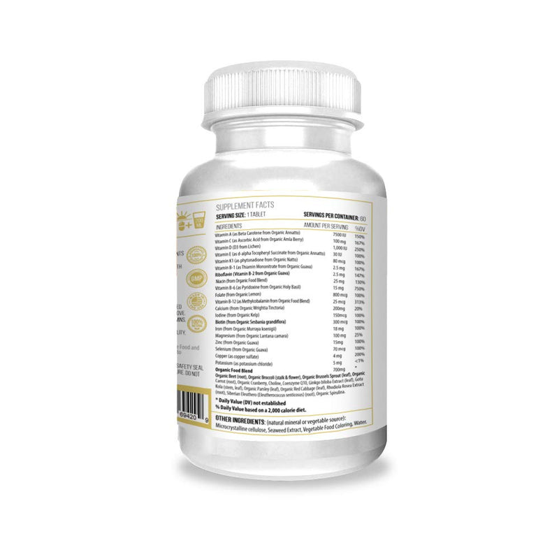 ACTIF Multivitamin for Women Age 30+ with 30 Organic Vitamins and Organic Herbs, Non-GMO, Made in USA, 2-Month Supply