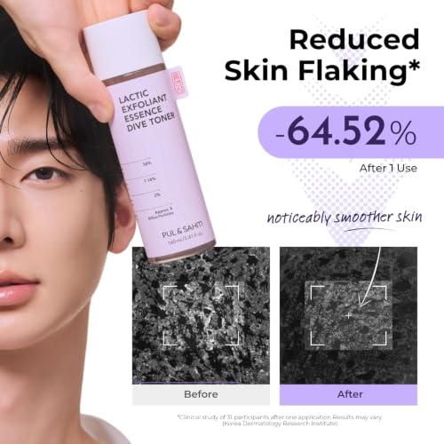 PUL & SAHM De-Flake & Hydrate Skin Prep Toner, Lactic Exfoliant, Gentle AHA Resurfacing for Smooth, Refined Skin Texture & Barrier Comfort, Dermatologist Tested, Non-Comedogenic, 24-Free