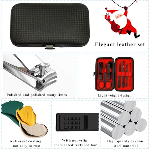 Nail Kit Manicure Kit Men's Gift Travel Toe Nail Clippers for Husband Women Manicure Set for Birthday Gifts for Menoiletries Gift for Father's Day Grandparents Friends Red and Black
