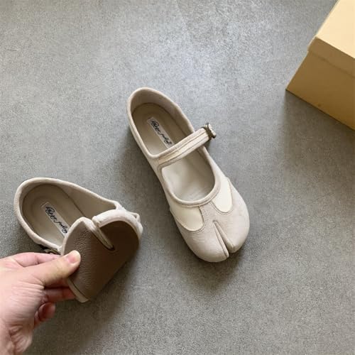 Tabi Shoes Women Mary Janes Ballet Flat - Low Top Split Toe Orthopedic Cute Casual Comfortable Walking Lightweight Female Solid All-Match for Daily Wear Beach Travel Athleisure Standing All Day White 7
