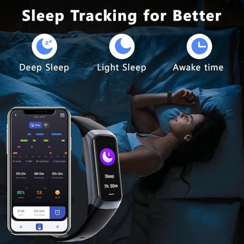 Fitness Tracker with Heart Rate/Blood Oxygen/Sleep Monitor, 20+ Sports Modes Smart Watches for Women/Men, Activity & Step Tracker Smart Watch for Android/iOS Phones Black