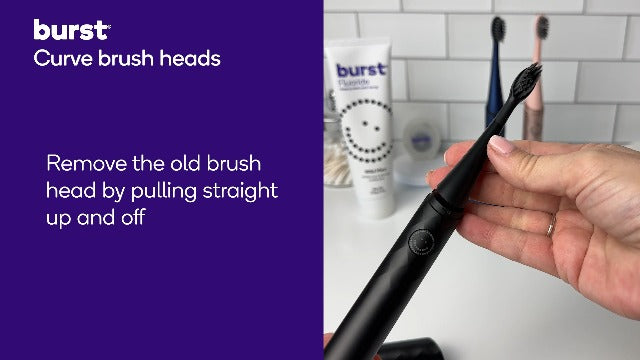 BURST Replacement Heads for Curve Sonic Electric Toothbrush (Black) Black