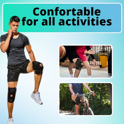 Hinged Knee Brace for Men and Women, Adjustable Knee Support Wrap with Removable Metal Hinges & Built-in Side Stabilizers for ACL PCL MCL Ligament Injuries, Meniscus Tear, Arthritis