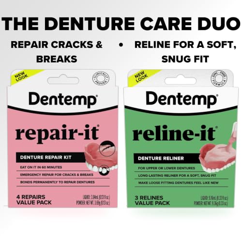 Dentemp Repair-it Denture Repair Kit & Reline-it Denture Reliner - Denture Kit (Multi-Pack) - Refit and Tighten Dentures for Both Upper & Lower Denture - Repair Broken Dentures & Loose Teeth