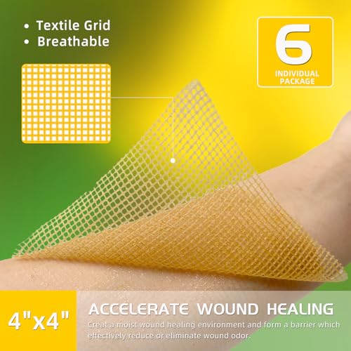 Manuka Honey Gauze Dressing, 6 Individual Pack, 4"x4" Patches, Manuka Honey Wound Care Gauze, for Cuts, Scald and Burns for Wound Healing Dressing