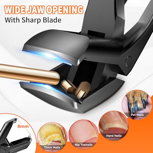 DRMODE Toenail Clippers for Thick Nails for Seniors, Angled Head 4pcs Toenail Clippers-black