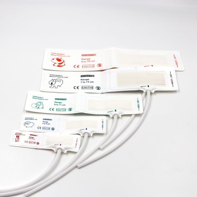 Durable Veterinary Blood Pressure Cuffs,Animal Blood Pressure Cuff,5 Different Sizes Disposable Pet Sphygmomanometer Cuff Accessories,Fit Most Veterinary Monitor Pack of 6 - Size # 1-5