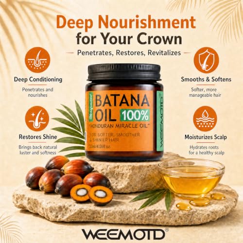 100% Raw Batana Oil for Hair from Honduras, 4.06 Fl Oz, Bright Coffee 4.06 Count (Pack of 1)