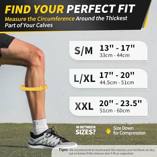 CAMBIVO Calf Compression Sleeves with Side Stabilizers for Men & Women - Shin Splint Support, Leg Brace Guard for Running XX-Large Black