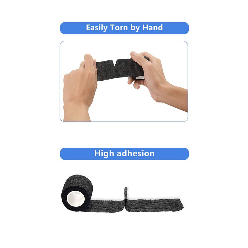 COJJ Pack of 24 5cm x 4.5m Adhesive Bandage Cohesive Bandage Self-Adhesive Bandage Finger Plaster Wound Dressing Fixing Bandage Animal Bandage Hand Tear Waterproof Elastic Bandage for People Pets (Black) 5cm - BeesActive Australia