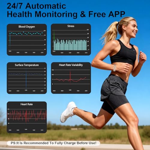 Smart Bracelet Fitness Trackers for Men Women, Smart Watch 24/7 Heart Rate Sleep Stress HRV Monitor, 170+ Sports Modes, 2 Bands, Free APP Rose Gold