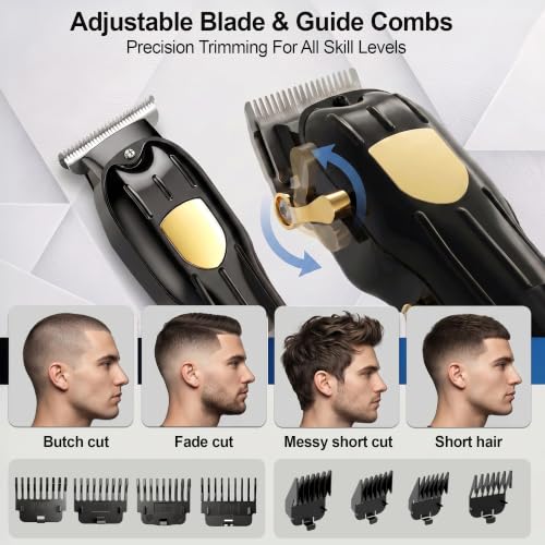 SHYEEH Hair Clippers for Men Set, Hair Trimmer & Beard Trimmer for Men Set Black