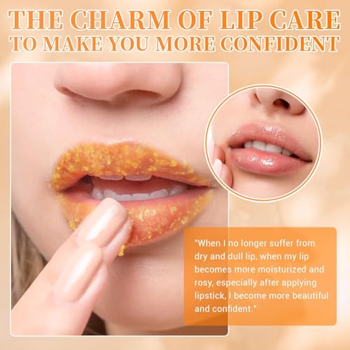 Lemon Turmeric Lip Scrub with Brush Set - lip Scrubber Exfoliator for Dark, Dry, Chapped LiPs, Reduce Fine Lines - Hydrating Moisturizing Lip Care for Instantly Smooth, Soft Lips 2.5 Ounce (Pack of 2)