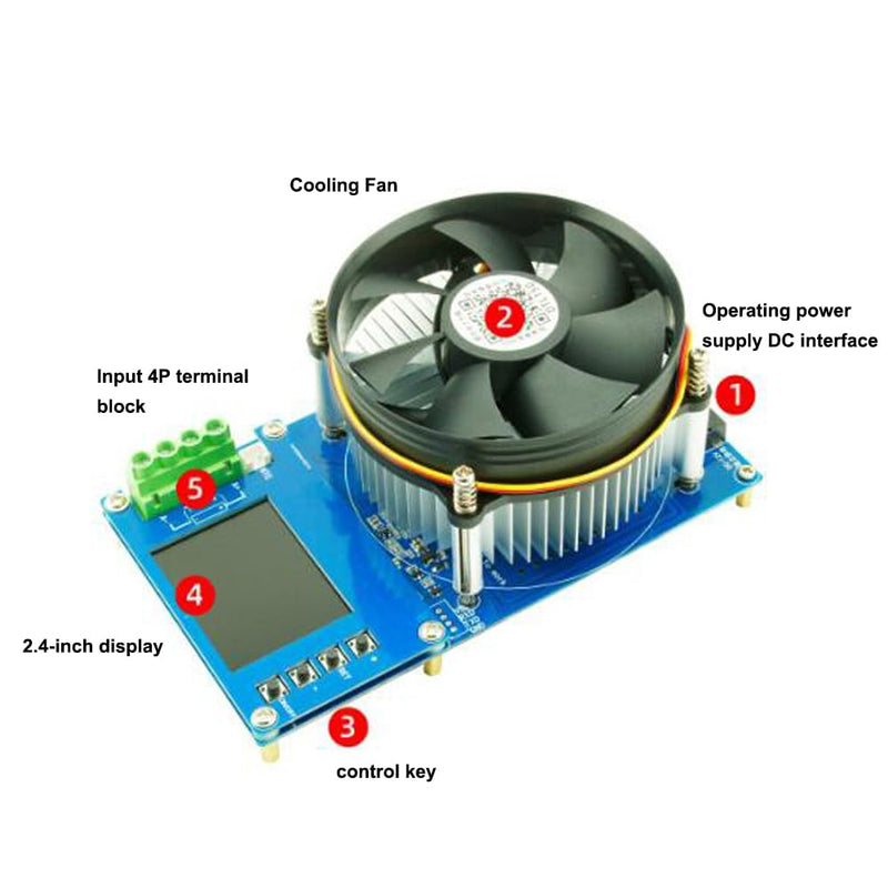 150W 20A Adjustable Constant Current Electronic Load 2.4inch TFT Color Display 4 Working Modes USB Lithium Battery Capacity Monitor Tester Discharge Meter