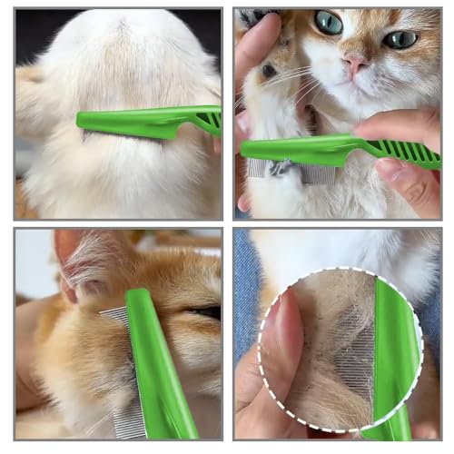 4 Pcs Lice Comb, Stainless Steel Tooth Comb, Lice Removal Combs (Green) Green