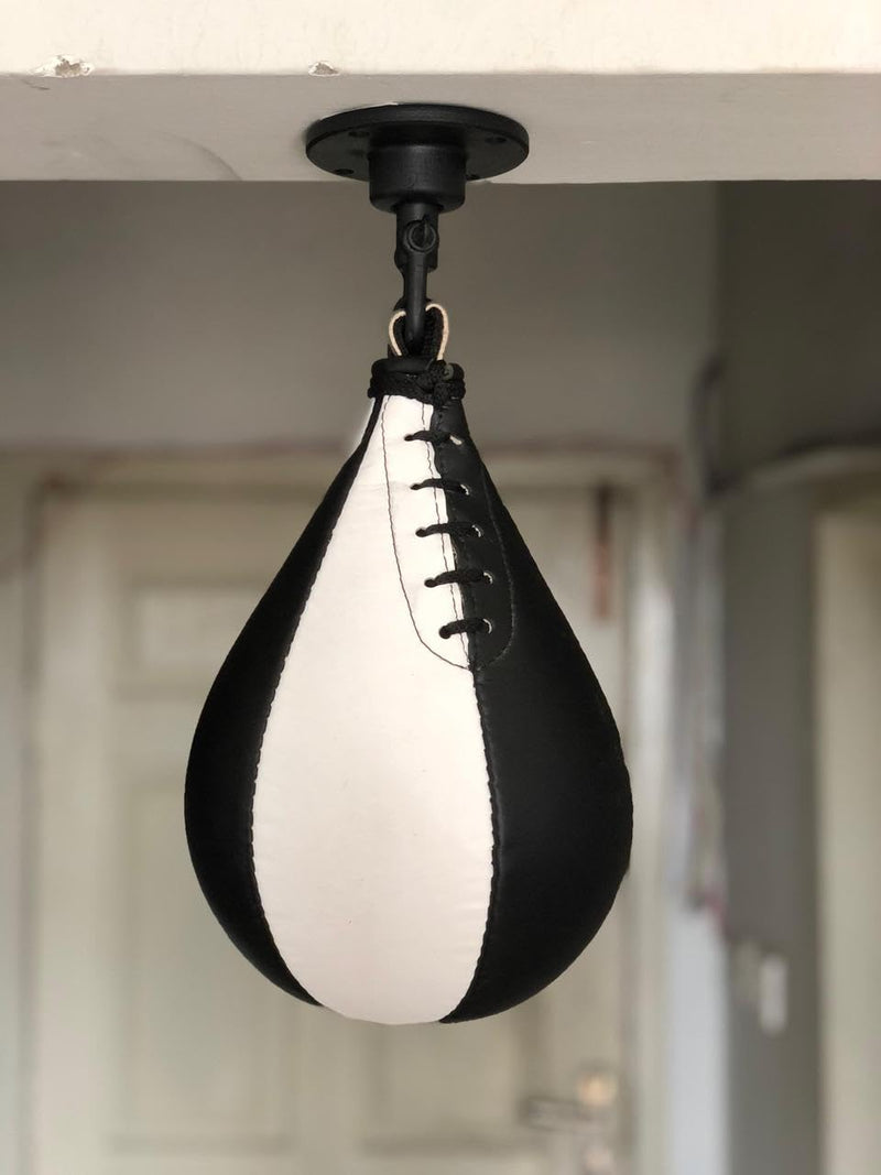 Speed Bag Boxing Ball with Hanging Swivel Set – Hand-Stitched Rexine Punching Bag with Latex Bladder, Fitness, Home Gym & Boxing Workouts, Swivel Compatible