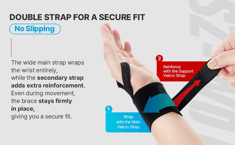 SOZO Lightweight Wrist Wrap Brace for Carpal Tunnel, Tendonitis & Injury Recovery, Double Compression Support for Left or Right Hand, Adjustable Fit for Men & Women