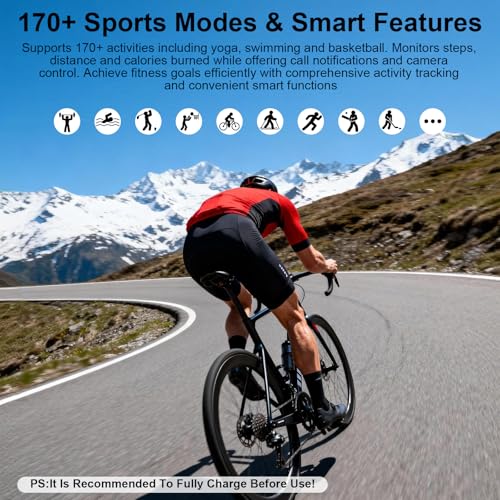 Smart Bracelet Fitness Trackers for Men Women, Smart Watch 24/7 Heart Rate Sleep Stress HRV Monitor, 170+ Sports Modes, 2 Bands, Free APP Black