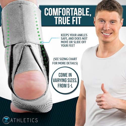 Z ATHLETICS Ankle Brace for Women & Men - Lace Up Adjustable Support with Side Stabilizers for Sprained Ankle, Achilles Tendonitis Relief | Basketball, Volleyball, Running & Sports Recovery